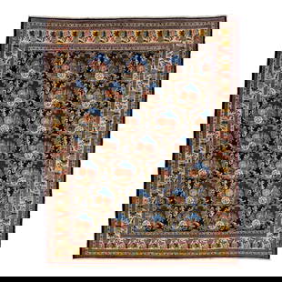 Vintage Persian Mahal Wool Rug 9'3 x 11'6 Blue Multicolor Pattern: Vintage Persian Mahal Wool Rug 9'3 x 11'6 Blue Multicolor Pattern Enhance your living space with this Vintage Persian Mahal wool rug, featuring a rich navy blue field adorned with a vibrant all-over
