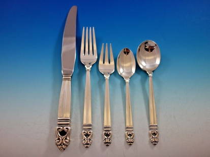 Royal Danish Sterling Silver 62-Pc Flatware Set by International Silver: Royal Danish Sterling Silver 62-Pc Flatware Set by International Silver This exquisite Royal Danish flatware service set by International Sterling Silver is a stunning collection from the early 20th c