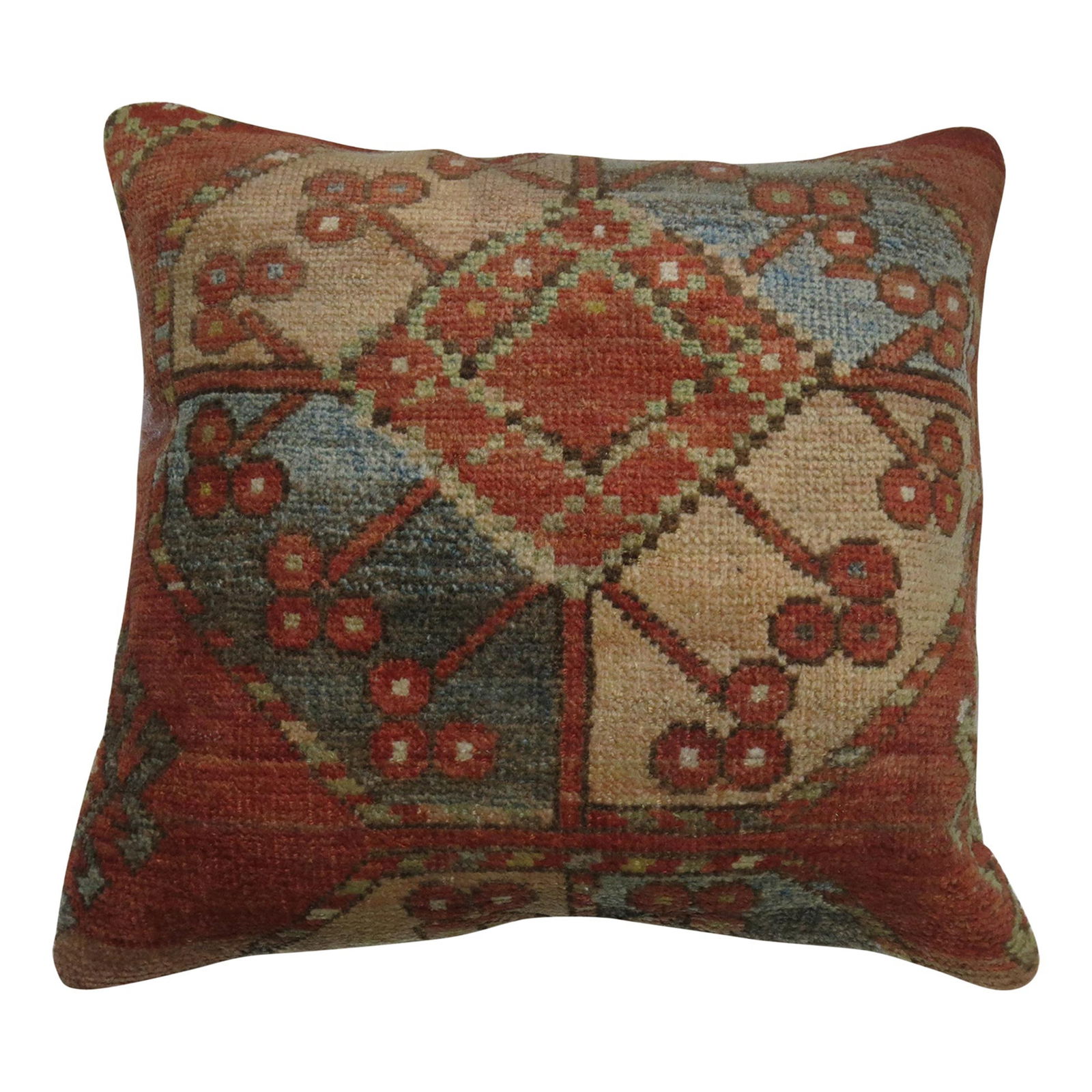Vintage 19th Century Afghan Tribal Rug Pillow 16 x 18: Vintage 19th Century Afghan Tribal Rug Pillow 16 x 18 Enhance your living space with this Rustic Tribal Afghan Rug Pillow, expertly crafted from a 19th-century antique Ersari rug. Featuring a vibrant