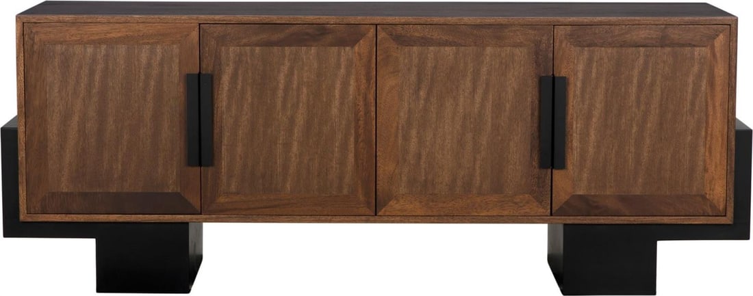 Elegant 80" French Style Walnut and Steel Sideboard: Elegant 80" French Style Walnut and Steel Sideboard This exquisite Phoenix Sideboard combines luxurious walnut and robust industrial steel, offering a stylish storage solution for your dining or livin