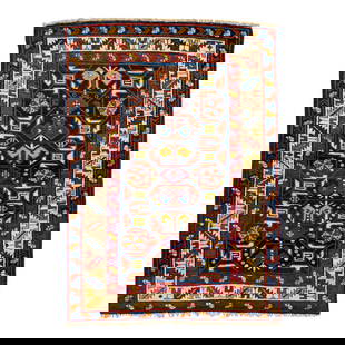 1900s Handmade Kazak Wool Rug Brown Geometric Design: 1900s Handmade Kazak Wool Rug Brown Geometric Design This exquisite 1900s Caucasian Kazak handmade wool rug features a rich brown color palette complemented by delicate embellishments in shades of yel