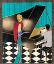 Audrey Cohle Signed Artist Proof Serigraph Piano Man and Woman 31 x 39