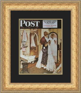 Norman Rockwell First Evening Gown Custom Framed Print 21 x 18: Norman Rockwell First Evening Gown Custom Framed Print 21 x 18 This stunning custom framed print features Norman Rockwell's iconic artwork titled "First Evening Gown". Created in 1983, this medium-siz
