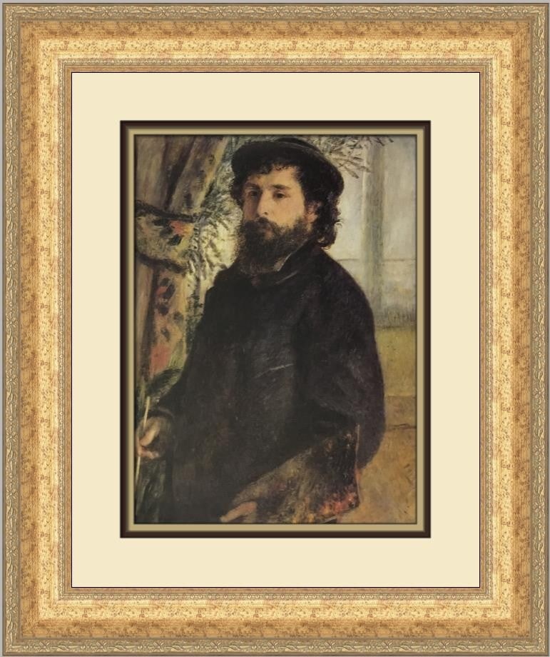 Renoir Portrait of Claude Monet Custom Framed Print 21 x 18 in: Renoir Portrait of Claude Monet Custom Framed Print 21 x 18 in This custom framed print features Pierre-Auguste Renoir's renowned work, "Portrait of Claude Monet." Measuring 21 in. tall and 18 in. wid
