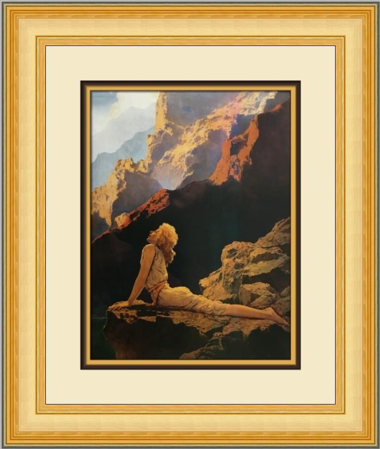 Maxfield Parrish Wild Geese Custom Framed Print 20x17 Fantasy Art: Maxfield Parrish Wild Geese Custom Framed Print 20x17 Fantasy Art This exquisite custom framed print titled "Wild Geese" by renowned artist Maxfield Parrish showcases a captivating fantasy realism sty