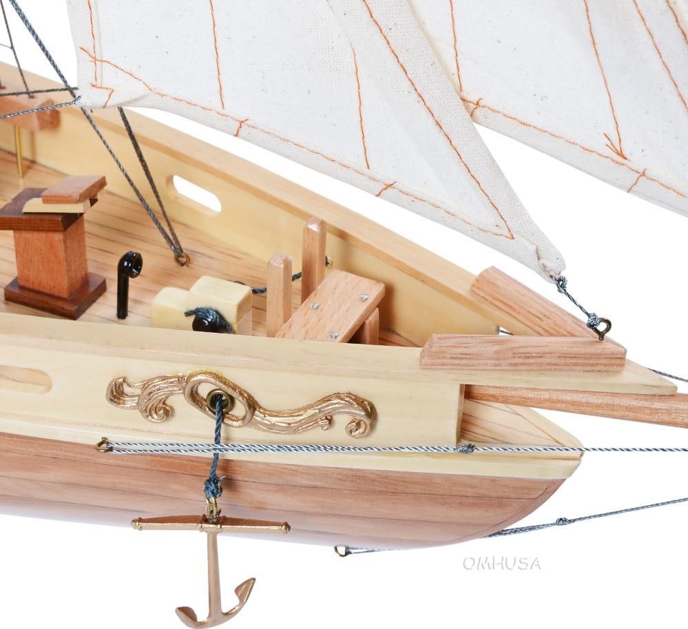 Bluenose II Sailboat Schooner Model Ship in Blue Finish: Bluenose II Sailboat Schooner Model Ship in Blue Finish Admire the exquisite craftsmanship of this Bluenose II Ship Model, a stunning representation of the famous sailboat schooner. This model, crafte