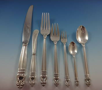 Royal Danish Sterling Silver Flatware Set for 8 by International 61 Pieces: Royal Danish Sterling Silver Flatware Set for 8 by International 61 Pieces Elevate your dining experience with this exquisite Royal Danish flatware set by International Sterling. This stunning collect
