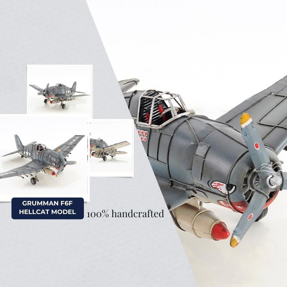 Hand-Crafted 1:40 Scale WWII Grumman F6F Hellcat Model 6H 14.5W 12D: Hand-Crafted 1:40 Scale WWII Grumman F6F Hellcat Model 6H 14.5W 12D This meticulously hand-crafted model represents the iconic Grumman F6F Hellcat from WWII, showcasing a stunning level of detail in i
