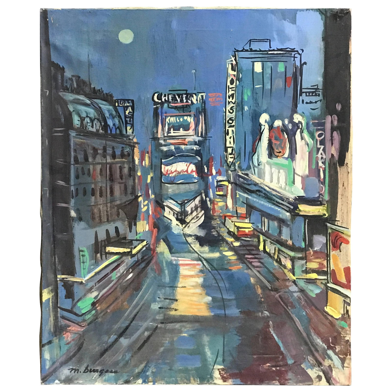 Marguerite Clawson Burgess Times Square NYC Oil Painting 1930: Marguerite Clawson Burgess Times Square NYC Oil Painting 1930 Discover a captivating piece by Marguerite Clawson Burgess, titled 'Times Square, New York', created circa 1930. This stunning oil paintin