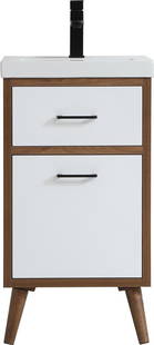 Elegant Lighting 18 Inch Matte White Mid-Century Modern Vanity 33.46H: Elegant Lighting 18 Inch Matte White Mid-Century Modern Vanity 33.46H This sleek 18-inch Mid-Century Modern bathroom vanity embodies a minimalist design with a contemporary touch. Finished in a chic