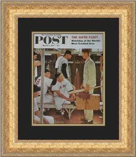 Norman Rockwell The Rookie Custom Framed Print 21 x 18: Norman Rockwell The Rookie Custom Framed Print 21 x 18 This stunning custom framed print by renowned artist Norman Rockwell features the iconic artwork titled "The Rookie." Created in 1983, this