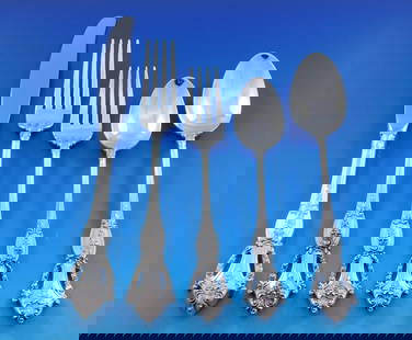 Tuttle Beauvoir Sterling Silver Flatware Set for 8 - 40 Pieces with Storage Chest: Tuttle Beauvoir Sterling Silver Flatware Set for 8 - 40 Pieces with Storage Chest Enhance your dining experience with the exquisite Beauvoir Sterling Silver Flatware Set by Tuttle, designed for 8