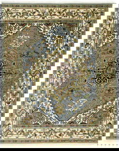 Rare Khaki Oushak Chobi Floral 8x10 ft Hand-Knotted Wool Area Rug: Rare Khaki Oushak Chobi Floral 8x10 ft Hand-Knotted Wool Area Rug Enhance your living space with this exquisite 8X10 ft Rare Khaki Oushak Chobi Oriental Rug, featuring a captivating floral design.