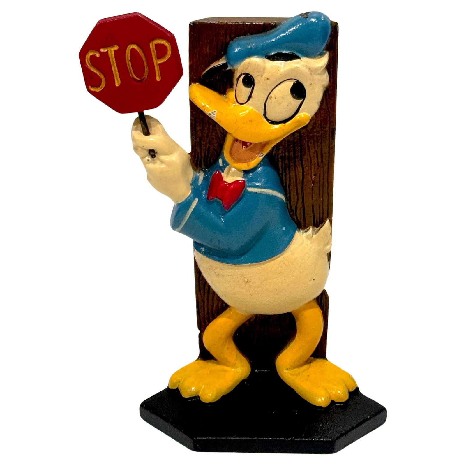 Rare 1971 Donald Duck Cast Iron Stop/Enter Doorstop by Walt Disney: Rare 1971 Donald Duck Cast Iron Stop/Enter Doorstop by Walt Disney This rare and authentic 1971 Donald Duck Cast Iron Stop/Enter Doorstop by Walt Disney Productions is a true collector's gem. Standing