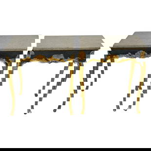 Set of 2 Italian Neoclassical Gilt Polychromed Marble Tables 18th Century: Set of 2 Italian Neoclassical Gilt Polychromed Marble Tables 18th Century This exquisite near pair of 18th-century Italian Neoclassical gilt and polychromed marble tables showcases exceptional craftsm