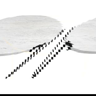 Modern French Coffee Table White Marble Top Blackened Iron Frame: Modern French Coffee Table White Marble Top Blackened Iron Frame This modern coffee table features a stunning white marble top, characterized by its subtly veined surface that exudes elegance and soph