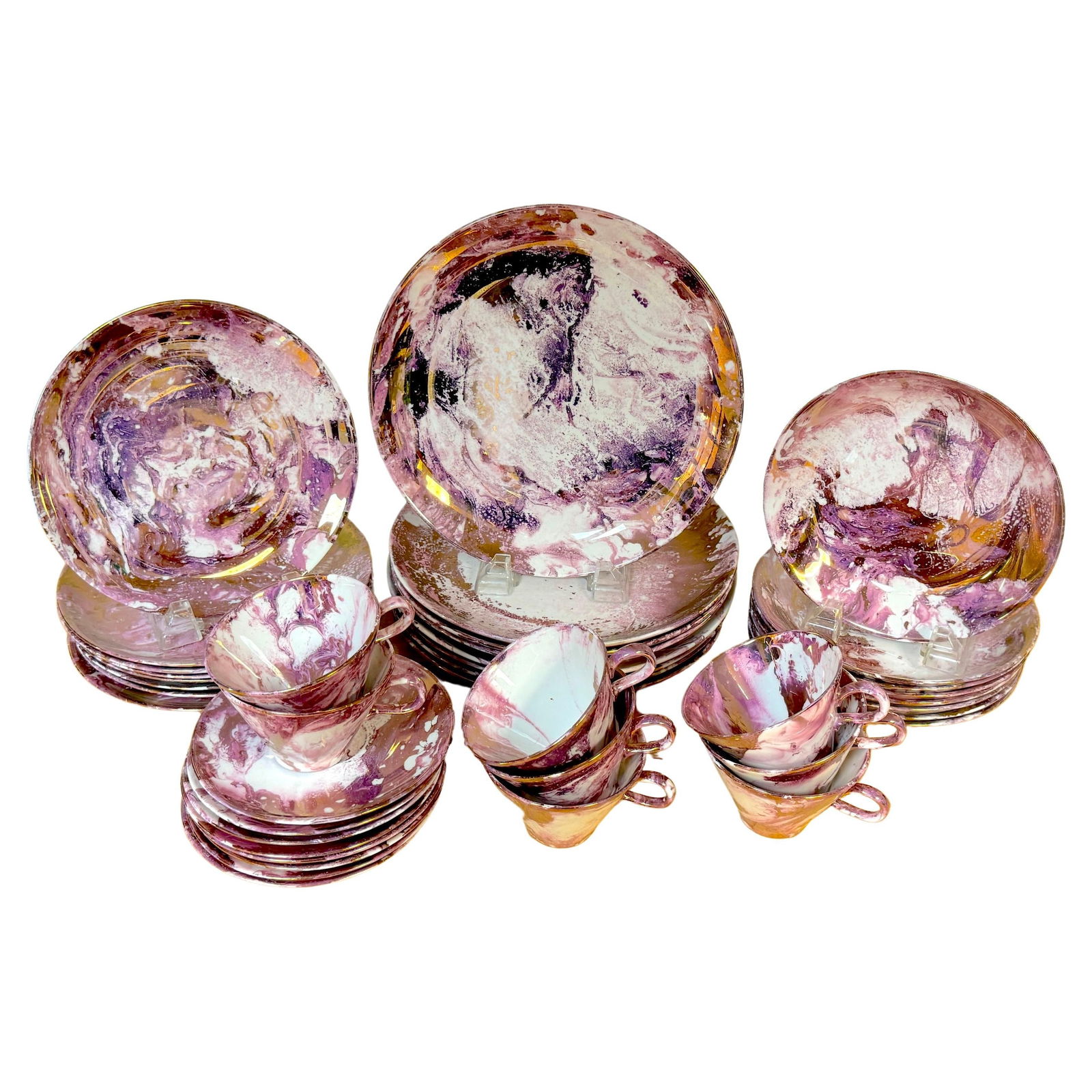 Sascha Brastoff Surf Ballet Pink Dinnerware Set for 8 Hollywood Regency: Sascha Brastoff Surf Ballet Pink Dinnerware Set for 8 Hollywood Regency Discover a stunning service for eight, attributed to renowned designer Sascha Brastoff, featuring the exquisite 'Surf Ballet-Pin