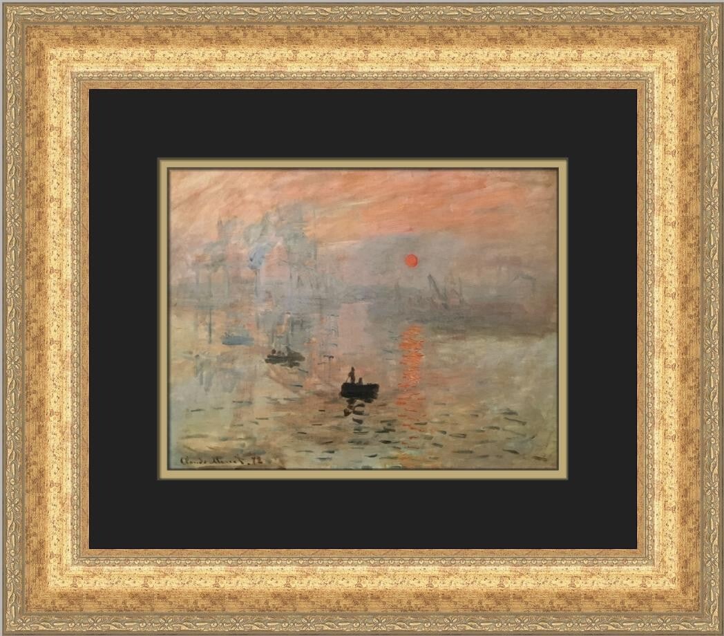 Claude Monet Impression at Sunrise Custom Framed Art Print 17 x 19: Claude Monet Impression at Sunrise Custom Framed Art Print 17 x 19 This exquisite custom-framed print features Claude Monet's renowned artwork "Impression at Sunrise," showcasing the beauty of Impress