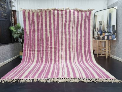 Handmade Moroccan Berber Wool Rug 9.84 x 6.56 Feet Soft White Pink: Handmade Moroccan Berber Wool Rug 9.84 x 6.56 Feet Soft White Pink Experience the exquisite craftsmanship of this Handmade Moroccan Berber Wool Area Rug, featuring a stunning soft white and pink desig