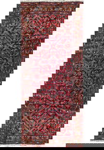 5 x 9.6 Wine Red Semi-Antique Bijar Persian Rug Handmade Iran: 5 x 9.6 Wine Red Semi-Antique Bijar Persian Rug Handmade Iran Introducing the stunning 5' x 10' Wine Red Semi-Antique Persian Kurd Bijar Rug, a remarkable piece of craftsmanship that showcases traditi