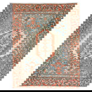 Zabihi Collection Antique Heriz Rug 40 x 49 Hand-Woven Wool 1930s: Zabihi Collection Antique Heriz Rug 40 x 49 Hand-Woven Wool 1930s Discover the elegance of the Zabihi Collection Square Antique Heriz Rug, a stunning piece from the early 20th century. Hand-woven from
