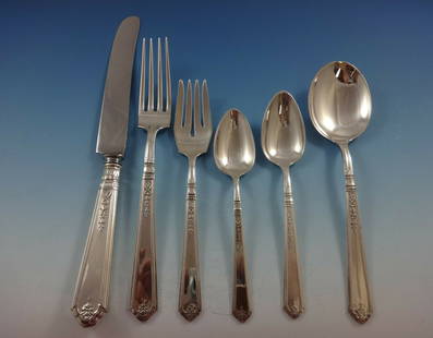 Gorham Princess Patricia Sterling Silver Flatware Set 36 Pcs: Gorham Princess Patricia Sterling Silver Flatware Set 36 Pcs Introducing the exquisite Princess Patricia flatware set by Gorham, crafted in sterling silver. This elegant dinner flatware set features a