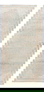 Vintage Persian Malayer Hand-Knotted Wool Runner 7'5" x 15'6" Blue Beige Ivory: Vintage Persian Malayer Hand-Knotted Wool Runner 7'5" x 15'6" Blue Beige Ivory This stunning Vintage Persian Malayer runner features a hand-knotted design with a captivating blue field complemented by