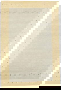 Hand-Loomed Gabbeh Tribal Area Rug 6'9 x 9'11 Wool Modern Bordered Design: Hand-Loomed Gabbeh Tribal Area Rug 6'9 x 9'11 Wool Modern Bordered Design Introducing a stunning hand-loomed Gabbeh border rug, designed for modern and contemporary spaces. This plush tribal carpet fe