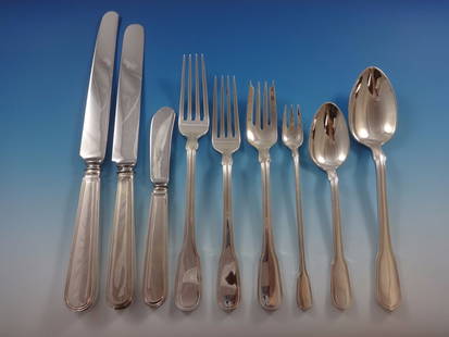 Tiffany & Co. Hamilton Gramercy Sterling Silver Flatware Set 111 Pcs for 12 Guests: Tiffany & Co. Hamilton Gramercy Sterling Silver Flatware Set 111 Pcs for 12 Guests Elevate your dining experience with this exquisite Hamilton Gramercy Tiffany Sterling Silver Flatware Set, crafted by