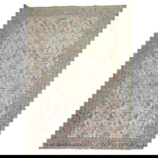 Antique Persian Heriz Rug Ivory Wool Hand-Knotted 7'9 x 10'9: Antique Persian Heriz Rug Ivory Wool Hand-Knotted 7'9 x 10'9 This exquisite antique Persian Heriz rug from the Zabihi Collection showcases a stunning all-over geometric design against a soft ivory bac