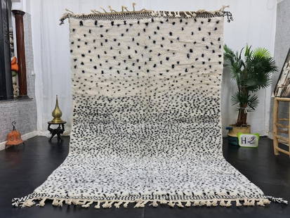 Authentic Handwoven Soft Dotted Rug 8 x 5 Feet Moroccan Wool: Authentic Handwoven Soft Dotted Rug 8 x 5 Feet Moroccan Wool This Authentic Soft Dotted Rug is handwoven in the Atlas Mountains by local Berber women weavers using traditional techniques and natural l