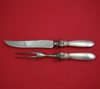 Georg Jensen Cactus Sterling Silver 2pc Steak Carving Set Vintage: Georg Jensen Cactus Sterling Silver 2pc Steak Carving Set Vintage This exquisite Cactus by Georg Jensen steak carving set features a vintage design crafted from sterling silver with hollow handles com