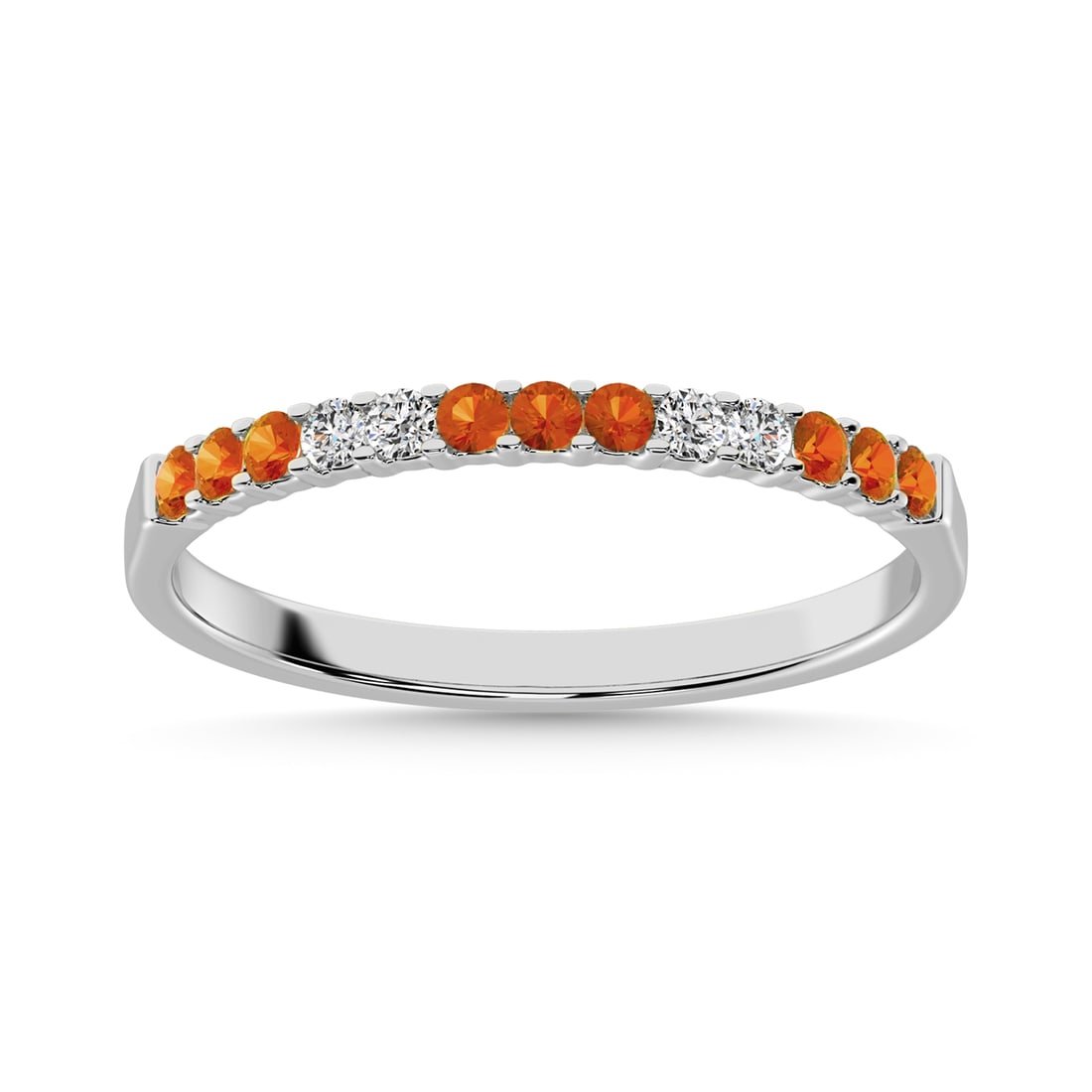 14K White Gold 1/5 Ct.Tw. Diamond 4 And Citrine 9 Machine Band: 14K White Gold 1/5 Ct.Tw. Diamond 4 And Citrine 9 Machine Band Metal: 14k White Gold Sizes Avilable: 4,5,6,7,8,9 Stone Count: 13.0 Stone Shape: Round Stone Type: Diamond / Citrine Stone Color: G-h Sto