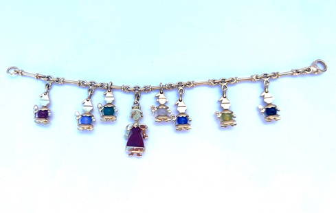 Pomellato 18K Yellow Gold Charm Bracelet 7 Dangle Calcedony Charms: Pomellato 18K Yellow Gold Charm Bracelet 7 Dangle Calcedony Charms Discover the exquisite Pomellato charm bracelet, crafted from luxurious 18K yellow gold. This stunning piece features a total of 7 da