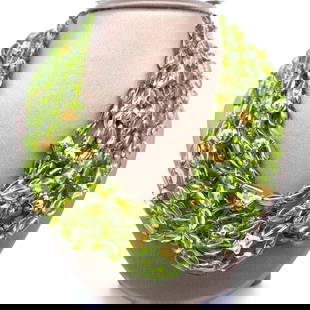 Verdura 9 Strand Peridot Necklace with 18k Gold Beads: Verdura 9 Strand Peridot Necklace with 18k Gold Beads This exquisite Verdura necklace features a stunning 9-strand design crafted from tumbled peridot, showcasing vibrant green hues that capture the e