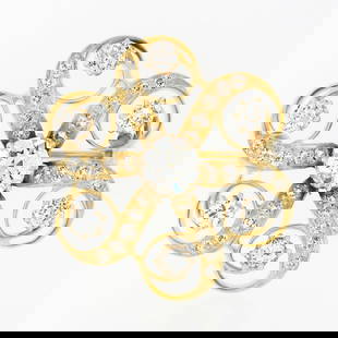 Victorian 18k Gold Diamond Swirl Flower Brooch 1.97ctw Handmade Antique: Victorian 18k Gold Diamond Swirl Flower Brooch 1.97ctw Handmade Antique Adorn yourself with this exquisite Antique Victorian brooch, a true testament to craftsmanship. Handmade with care, this stunnin
