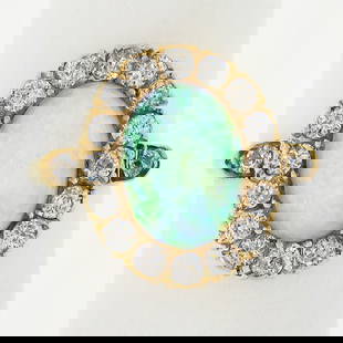 Victorian 14K Gold Opal Diamond Halo Ring Antique 0.80ctw: Victorian 14K Gold Opal Diamond Halo Ring Antique 0.80ctw This stunning Antique Victorian ring features a captivating 14K yellow gold setting with an exquisite oval opal at its center, measuring 7.8 m