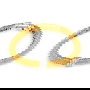 Roberto Coin Primavera 18k Gold Diamond Flex Bracelet: Roberto Coin Primavera 18k Gold Diamond Flex Bracelet Discover the elegance of the Roberto Coin Primavera collection with this exquisite Diamond Flex Bracelet. Crafted from 18k yellow gold, this brace