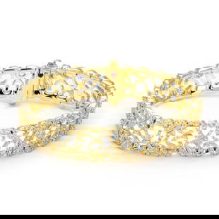 Roberto Coin 18k Yellow Gold Diamond Bracelet 6.5ct Open Design: Roberto Coin 18k Yellow Gold Diamond Bracelet 6.5ct Open Design Elevate your elegance with this stunning Roberto Coin Diamond Bracelet, meticulously crafted from 18k yellow gold. This exquisite piece