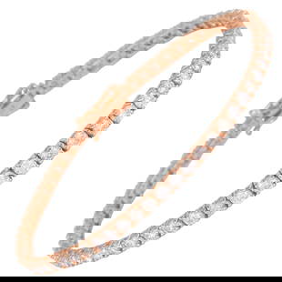 4.31ct Round Cut Diamond Tennis Bracelet 14k Rose Gold 7in Modern Style: 4.31ct Round Cut Diamond Tennis Bracelet 14k Rose Gold 7in Modern Style This exquisite diamond tennis bracelet features a stunning total of 4.31 carats, showcasing 63 round brilliant diamonds beautifu