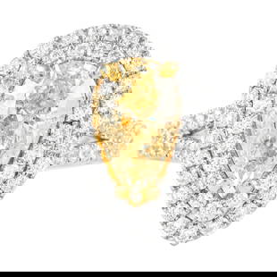 2.04ct Fancy Yellow Pear Diamond Double Halo Ring 18k Gold: 2.04ct Fancy Yellow Pear Diamond Double Halo Ring 18k Gold This exquisite 2.04ct Fancy Yellow Pear Diamond Double Halo Ring features a stunning pear cut yellow diamond with SI2 clarity, EGL graded in