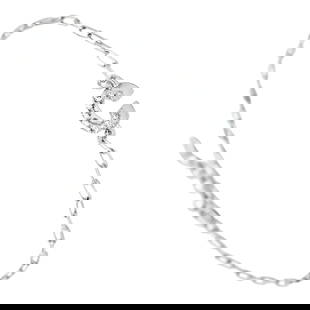 18k White Gold Diamond C Charm Bracelet 6.5in 21st Century: 18k White Gold Diamond C Charm Bracelet 6.5in 21st Century This exquisite bracelet features a charming "C" design crafted from 18k white gold, adorned with 10 natural round diamonds totaling 0.09 cara