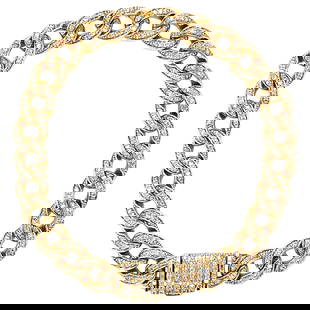 1.57ct Diamond Cuban Link Bracelet in 18k Yellow Gold, 7in, Contemporary Design: 1.57ct Diamond Cuban Link Bracelet in 18k Yellow Gold, 7in, Contemporary Design This exquisite 1.57 Carat Diamond Cuban Link Bracelet is crafted from 18k yellow gold, featuring a modern design that be