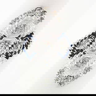 Antique Art Deco 18k White Gold Diamond Sapphire Dinner Ring 1.13ct: Antique Art Deco 18k White Gold Diamond Sapphire Dinner Ring 1.13ct This exquisite Antique Art Deco dinner ring features a stunning combination of 18k white gold, 1.13 carats of natural diamonds, and