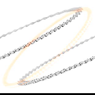 1.47ct Diamond Flexible Tennis Bangle Bracelet 14k Rose Gold: 1.47ct Diamond Flexible Tennis Bangle Bracelet 14k Rose Gold This exquisite 1.47ct Diamond Flexible Tennis Bangle Bracelet is crafted in 14k rose gold, showcasing a contemporary design that complement