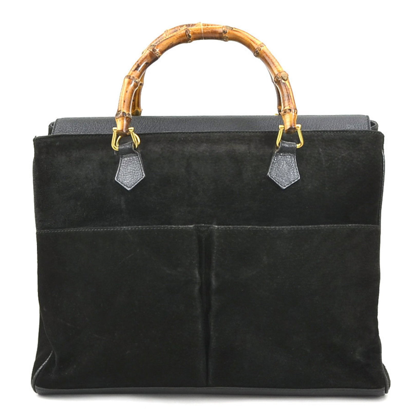 GUCCI Bamboo Black Suede Handbag Women 28.5cm x 37.5cm x 16cm: GUCCI Bamboo Black Suede Handbag Women 28.5cm x 37.5cm x 16cm Elevate your style with this GUCCI Bamboo Suede Handbag, designed for women. Crafted from soft suede in a classic black color, this handba