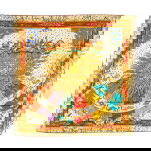 Hermes Carre 90 Carpe Diem Silk Scarf 90cm Multicolor White Women's: Hermes Carre 90 Carpe Diem Silk Scarf 90cm Multicolor White Women's Elevate your accessory collection with this stunning Hermes Carre 90 scarf featuring the enchanting 'CARPE DIEM' design, which celeb