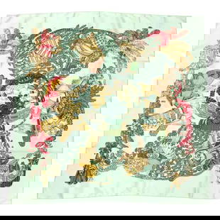 Hermes Carre 90 Scarf Muffler 100% Silk Peppermint Green: Hermes Carre 90 Scarf Muffler 100% Silk Peppermint Green Elevate your accessory collection with this exquisite Hermes scarf. Crafted from 100% silk, this scarf features a stunning peppermint green col