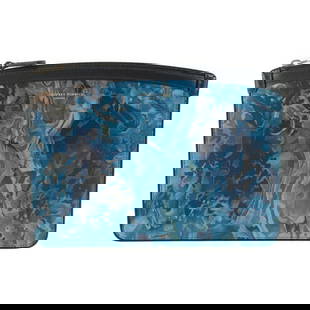 Dunhill Duke Marble Small Zip Folio Blue Leather Clutch Bag: Dunhill Duke Marble Small Zip Folio Blue Leather Clutch Bag Introducing the Dunhill Duke Marble Small Zip Folio, a sophisticated clutch bag designed for both men and women. Crafted from high-quality b