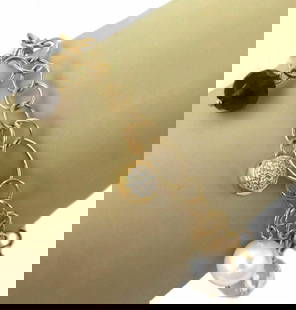 K Di Kuore 18k Yellow Gold Charm Bracelet with Diamonds Pearls Quartz: K Di Kuore 18k Yellow Gold Charm Bracelet with Diamonds Pearls Quartz Elevate your accessory collection with this stunning K Di Kuore 18k Yellow Gold Diamond Pearls & Quartz Charms Link Bracelet. This